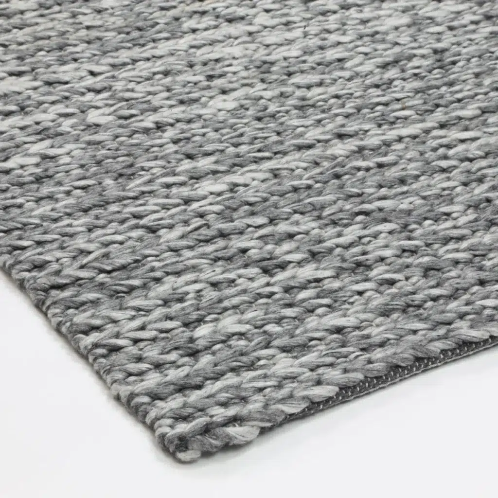 Harlow Cue Charcoal Wool Blend Rug soft textured neutral tones hand loomed durable pile comfortable luxury home decor