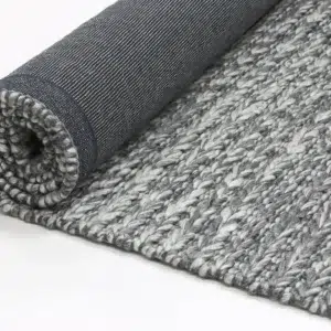 Harlow Cue Charcoal Wool Blend Rug soft texture elegant minimalism versatile neutral colors durable hand loomed craftsmanship