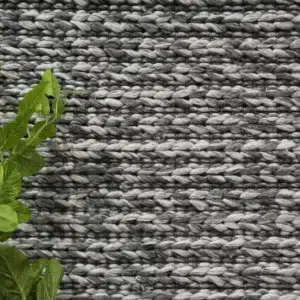 Harlow Cue Charcoal Wool Blend Rug soft texture elegant neutral colors hand loomed craftsmanship enhances any interior design