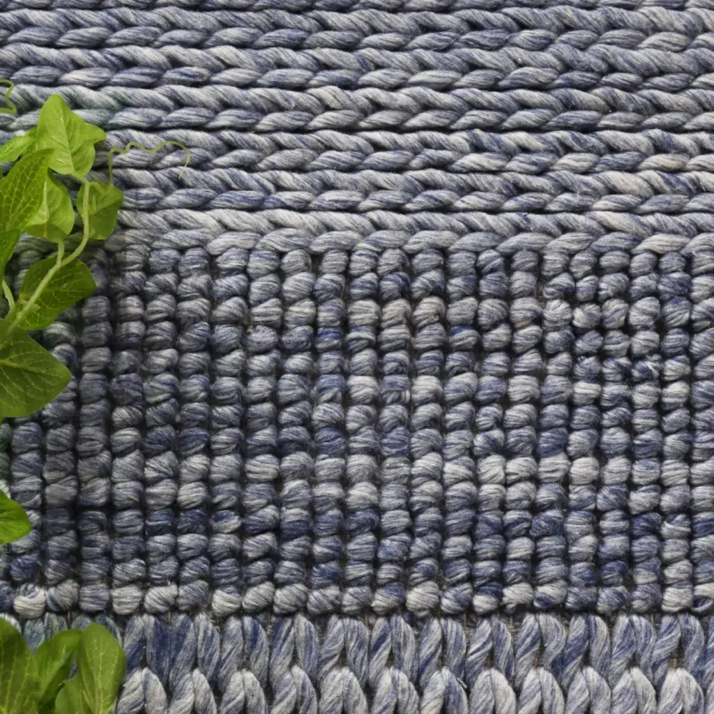 Blue wool blend rug Harlow Grace adds cozy texture and simple elegance to any room