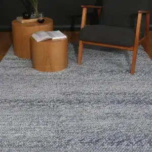 Harlow Loopy Blue Wool Blend Rug soft cozy underfoot versatile neutral color palette hand loomed craftsmanship