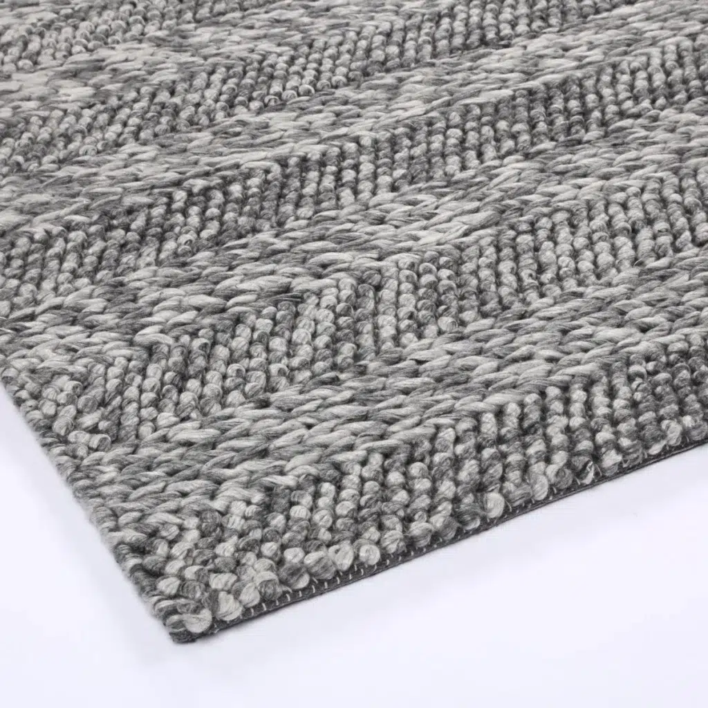 Harlow Ringlets Charcoal Wool Blend Rug soft textured comfort versatile neutral palette hand loomed craftsmanship