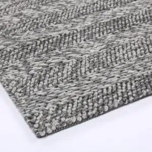 Harlow Ringlets Charcoal Wool Blend Rug soft textured comfort versatile neutral palette hand loomed craftsmanship