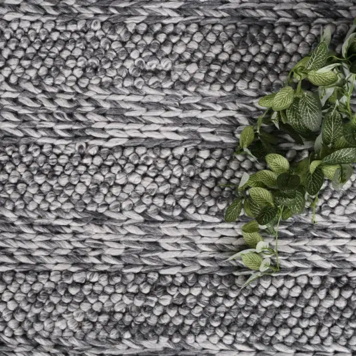 Harlow Ringlets Charcoal Wool Blend Rug soft textured comfort versatile neutral palette hand loomed craftsmanship