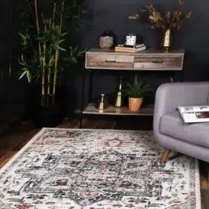 Havana Abajo contemporary grey blue rug soft plush premium polyester durable elegant design living room bedroom decor