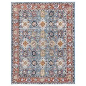 Havana Papian Transitional Charcoal Blue Rug soft polyester durable living room bedroom Cuban style rug