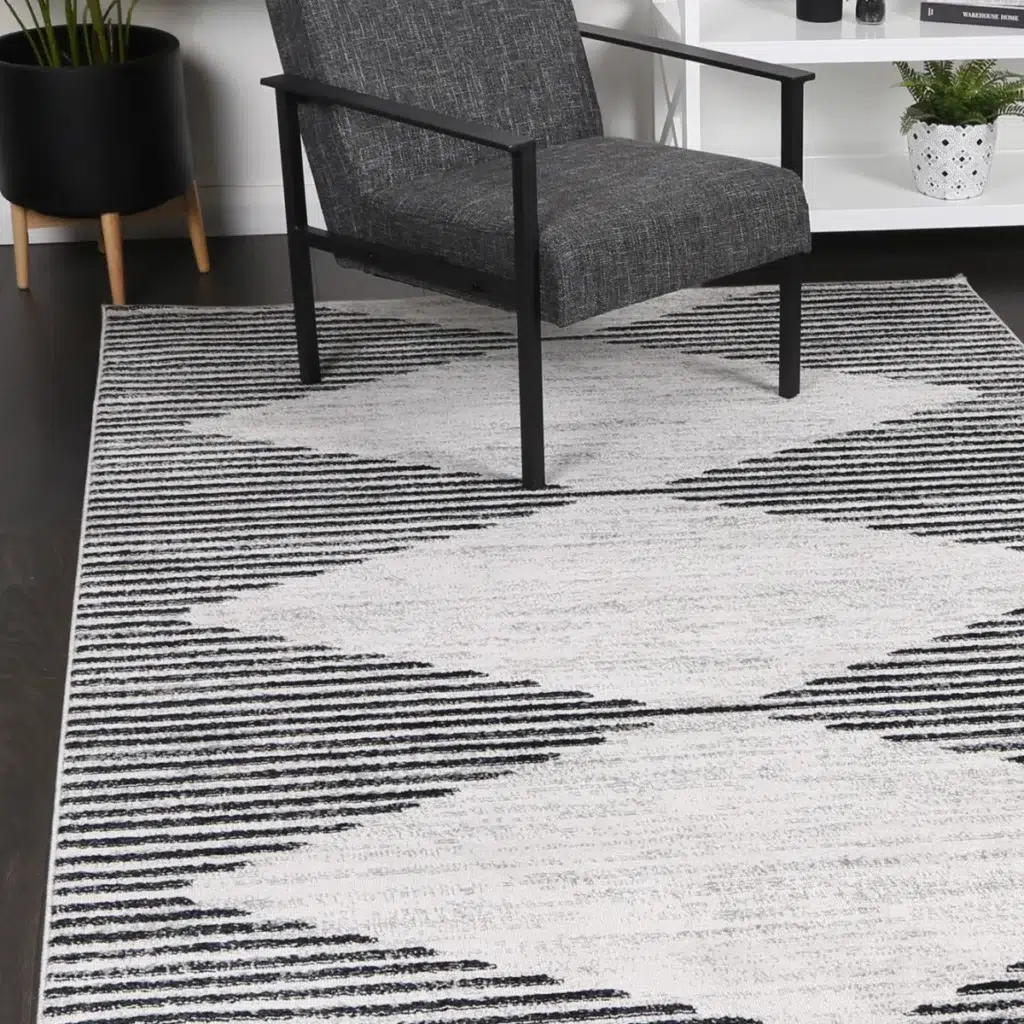 Kimberley Diamond Charcoal Contemporary Rug elegant modern design durable soft pile comfortable living room bedroom dining area easy clean multiple sizes available