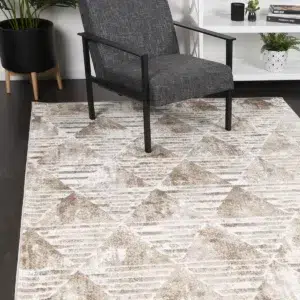 Kimberley Matrix Geometric Latte Rug elegant modern design durable easy clean living room bedroom dining area soft comfortable pile heatset polypropylene