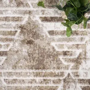 Kimberley Matrix Geometric Latte Rug adds modern elegance to any room with easy-to-clean durability and various sizes available for perfect fit