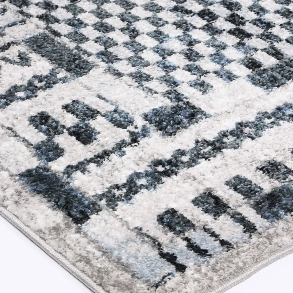 Elegant Aztec Blue contemporary rug enhances any space with style and durability perfect for busy households