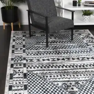 Kimberley Aztec Blue Contemporary Rug elegant modern design durable easy clean pile cushioning comfort living space enhancement