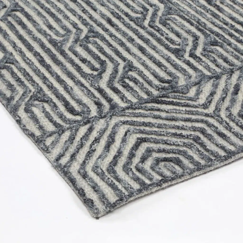 Blue contemporary Marbella Almeria rug inspired by diverse design elements perfect for any home adding texture and style