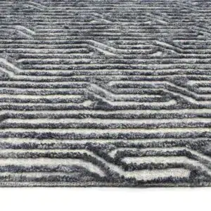 Marbella Almeria Blue Contemporary Rug modern tribal coastal bohemian style handmade wool polyester soft durable living room decor