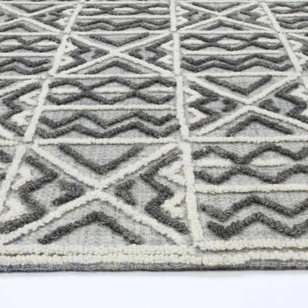 Timeless Marbella Cordoba Grey Rug blends modern tribal coastal bohemian elements adds style texture any room handmade India 80 wool 20 polyester