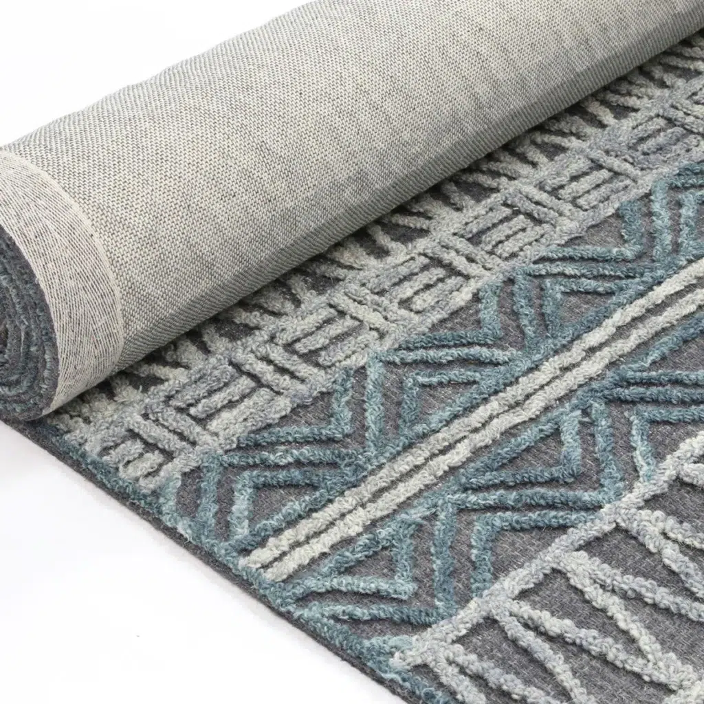Marbella Cazorla Charcoal Contemporary Rug eclectic design adds texture and style to any room handmade in India with premium wool blend materials