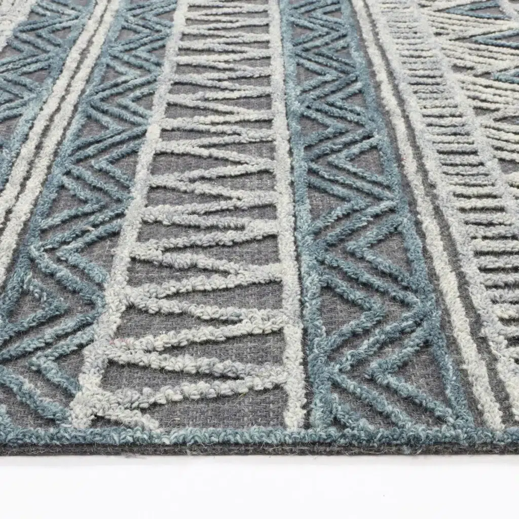 Marbella Cazorla Charcoal Contemporary Rug adds eclectic texture and style to any room with premium wool blend handmade in India