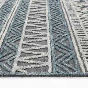 Marbella Cazorla Charcoal Contemporary Rug adds eclectic texture and style to any room with premium wool blend handmade in India