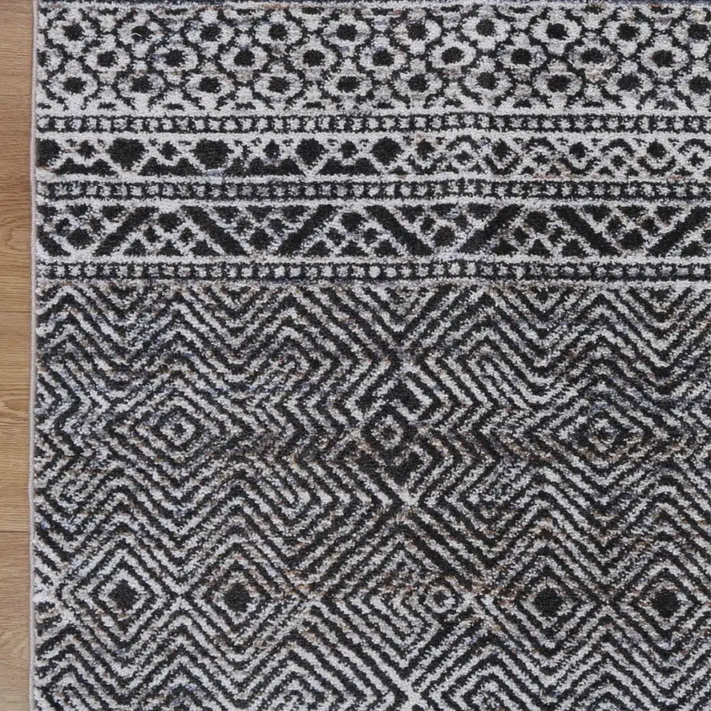 Maryland Zaranj Charcoal Tribal Soft Rug modern abstract design durable plush texture for any room