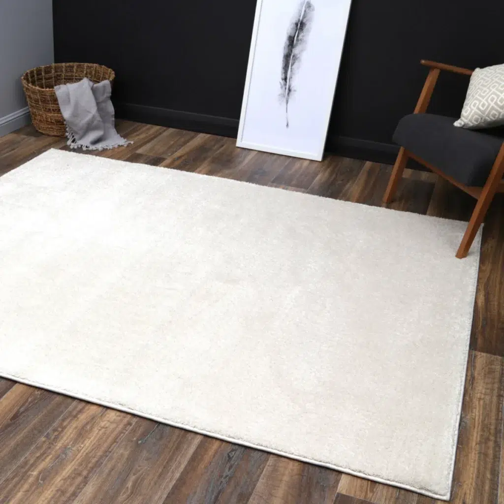 Montana Cream Plush Rug soft cloud like comfort durable soil resistant pile various sizes living room bedroom home office