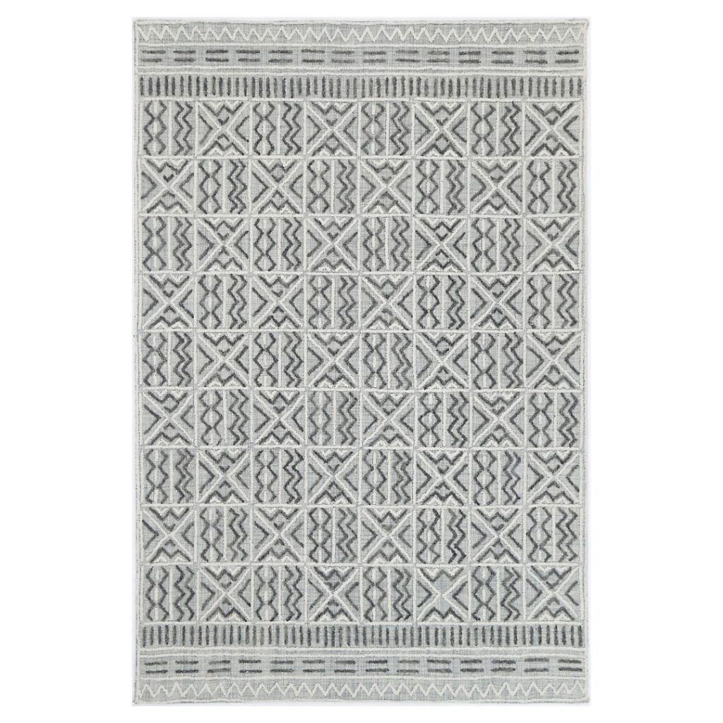 Timeless Marbella Cordoba Grey Contemporary Rug blends modern tribal coastal bohemian elements adds texture style any room handmade India
