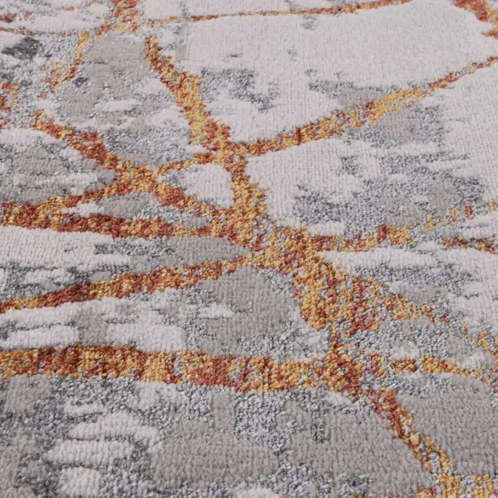 Porto James Grey Orange Geometric Rug versatile design easy maintenance durable polypropylene luxurious feel global inspiration