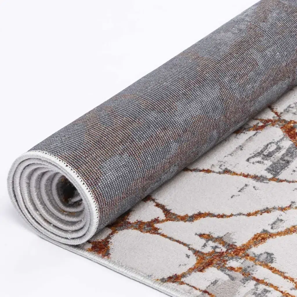 Porto James Grey Orange Geometric Rug versatile design easy maintenance durable polypropylene global inspiration