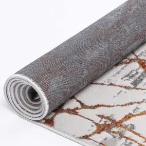 Porto James Grey Orange Geometric Rug versatile design easy maintenance durable polypropylene global inspiration