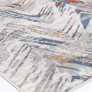 Global inspired geometric rug in grey multi color elegant design durable easy to maintain