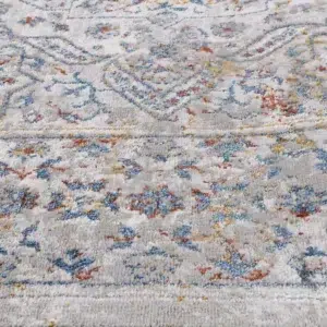 Global inspired traditional grey blue rug Porto Aurora durable easy maintain timeless design