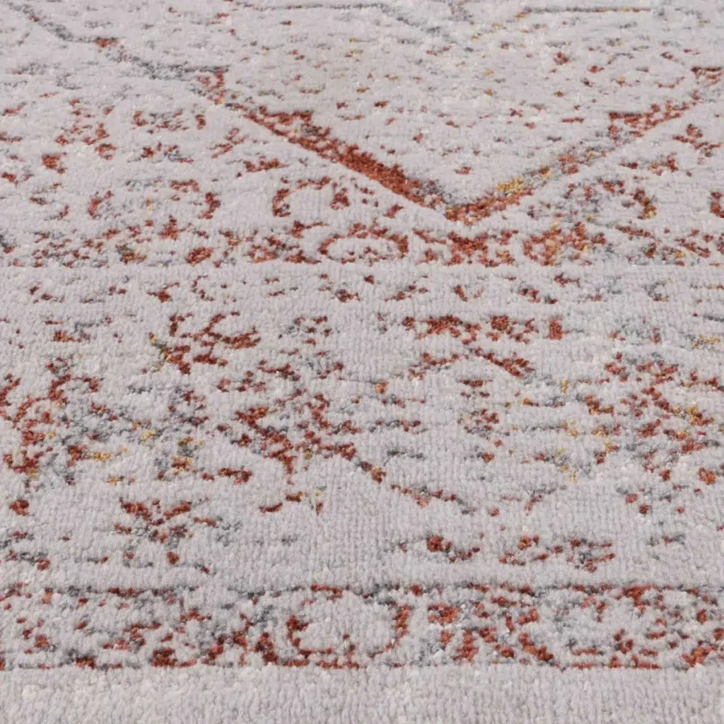 Porto Luna Cream Red Traditional Rug global inspired durable easy maintain versatile design