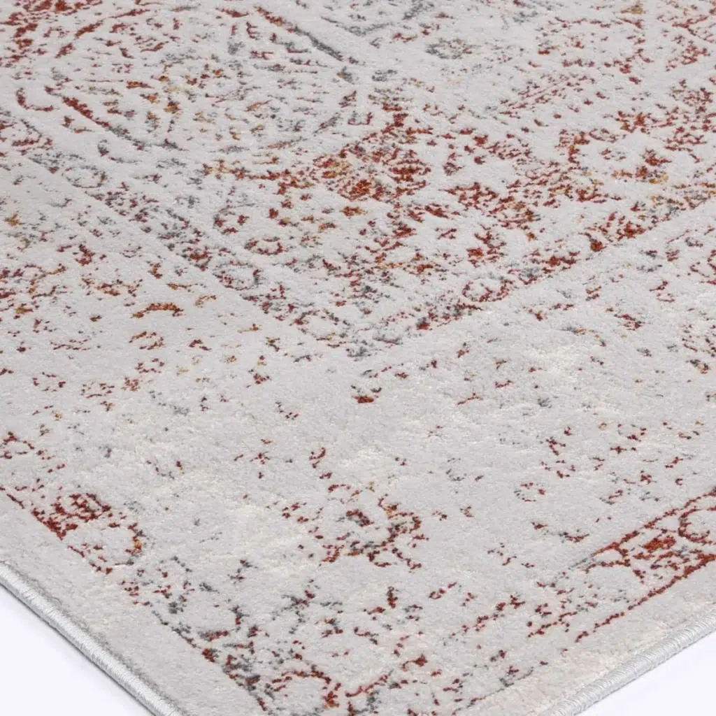 Porto Luna Cream Red Traditional Rug elegant global inspired design durable easy maintain versatile fits any space