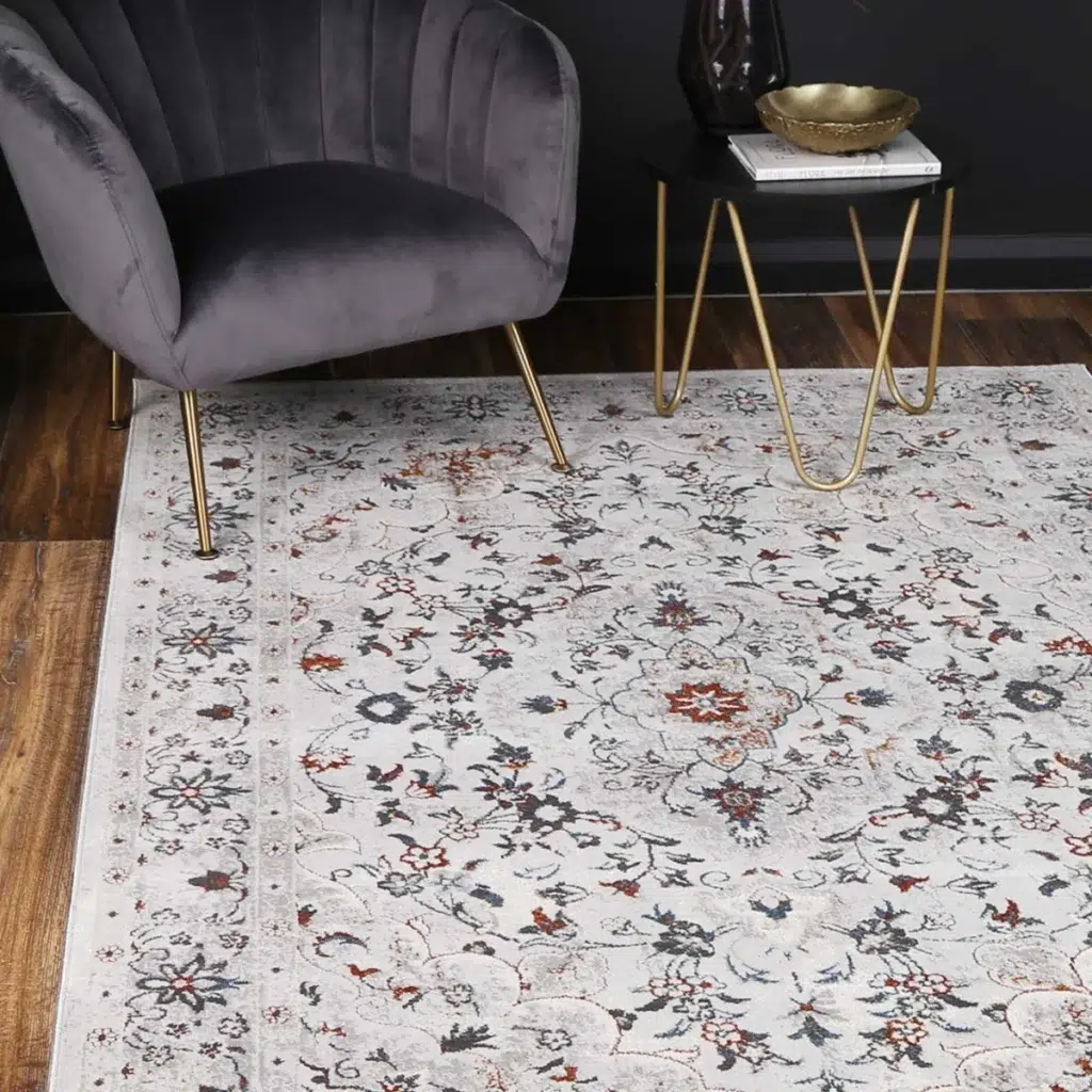 Global inspired Porto Ava ivory red traditional rug adds elegant touch to any home decor