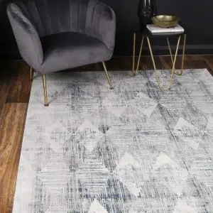 Geometric grey blue rug Porto Harlequinn versatile design easy maintenance global inspiration