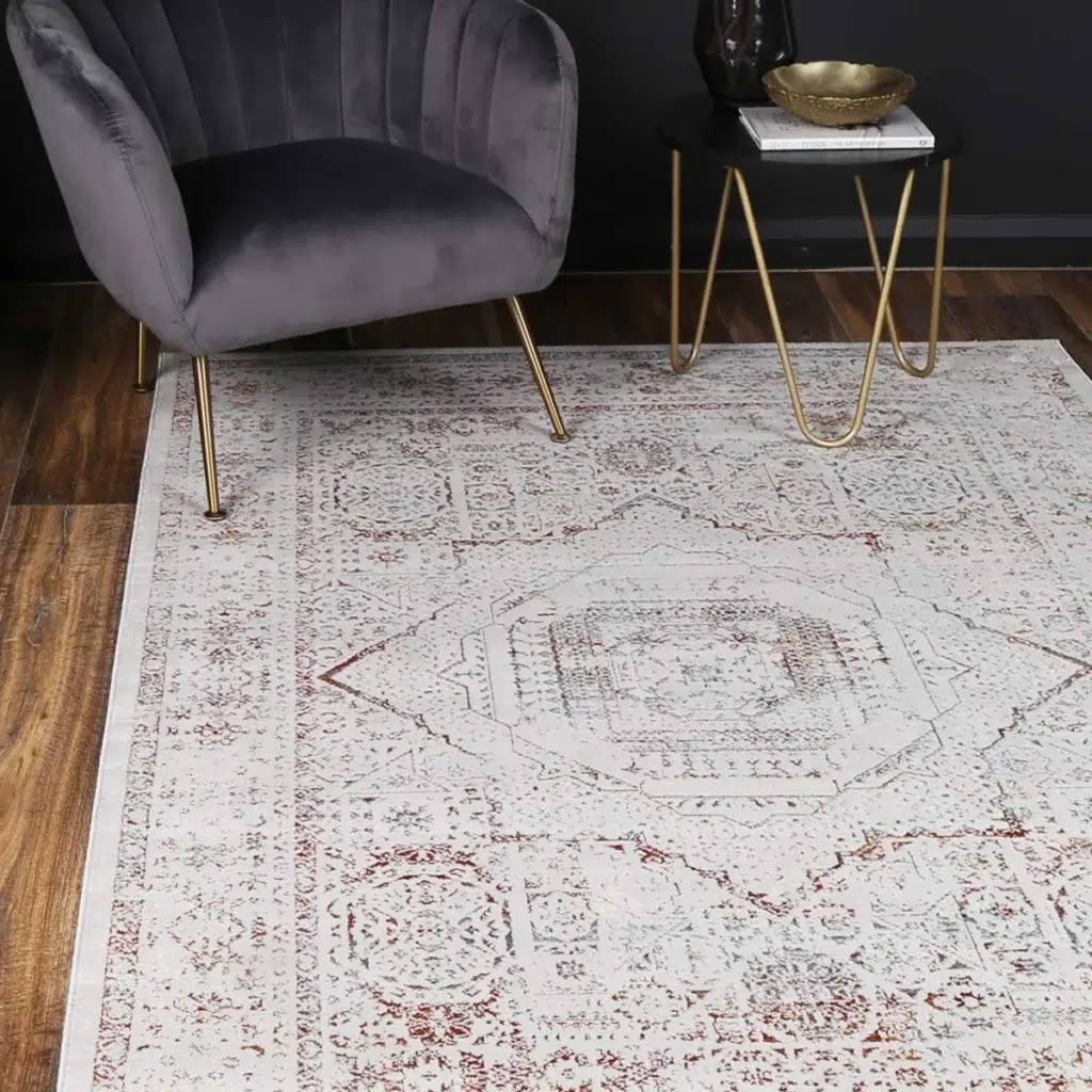 Porto Luna Cream Red Traditional Rug elegant global inspired design durable easy maintain versatile fits any space