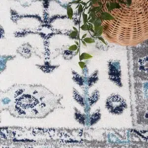 Timeless elegance Provence Nimes blue grey traditional rug inspired by Southern France design