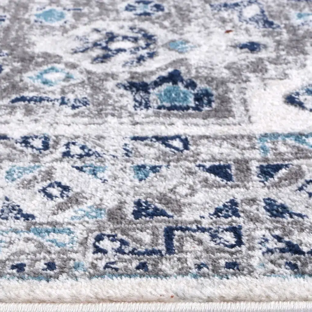 Timeless elegance Provence Nimes blue grey traditional rug inspired by Southern France design