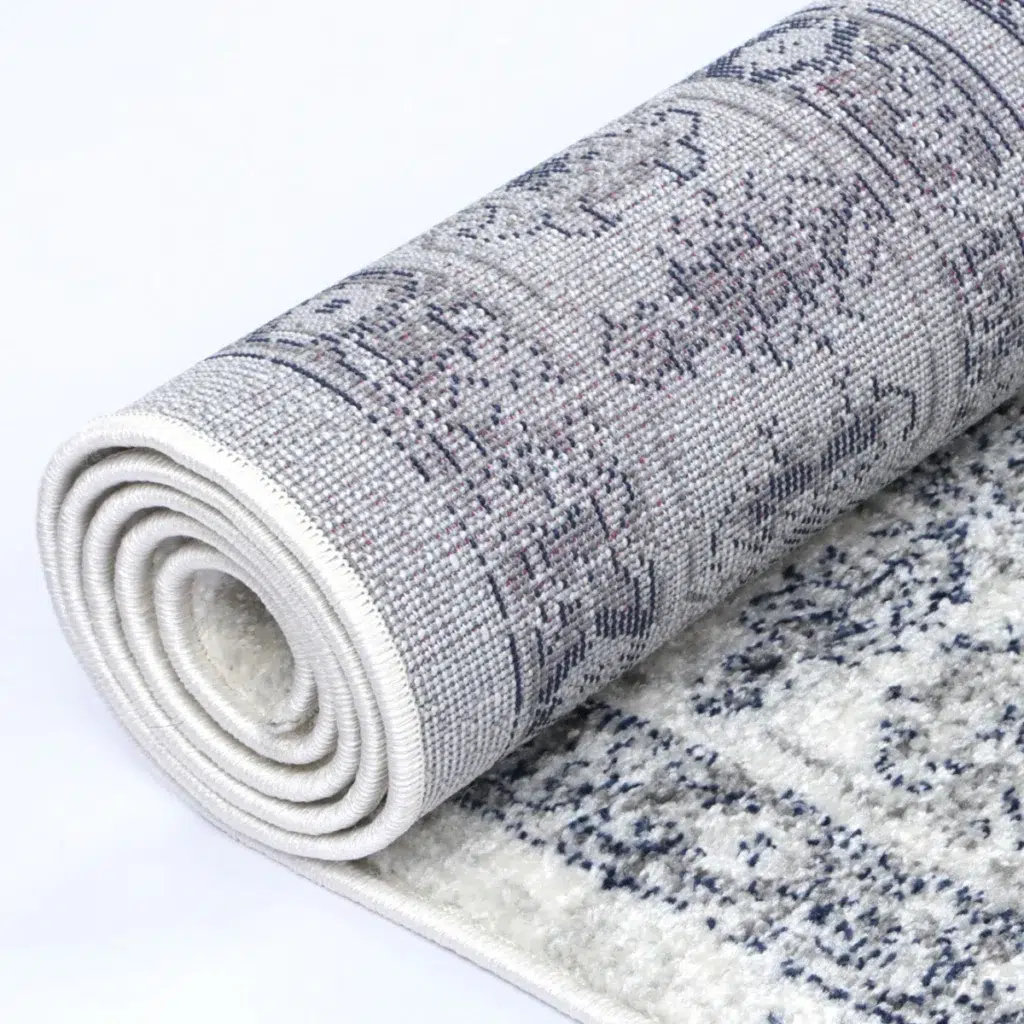 Timeless elegance Provence Marseille ivory blue traditional rug inspired by Southern France landscapes