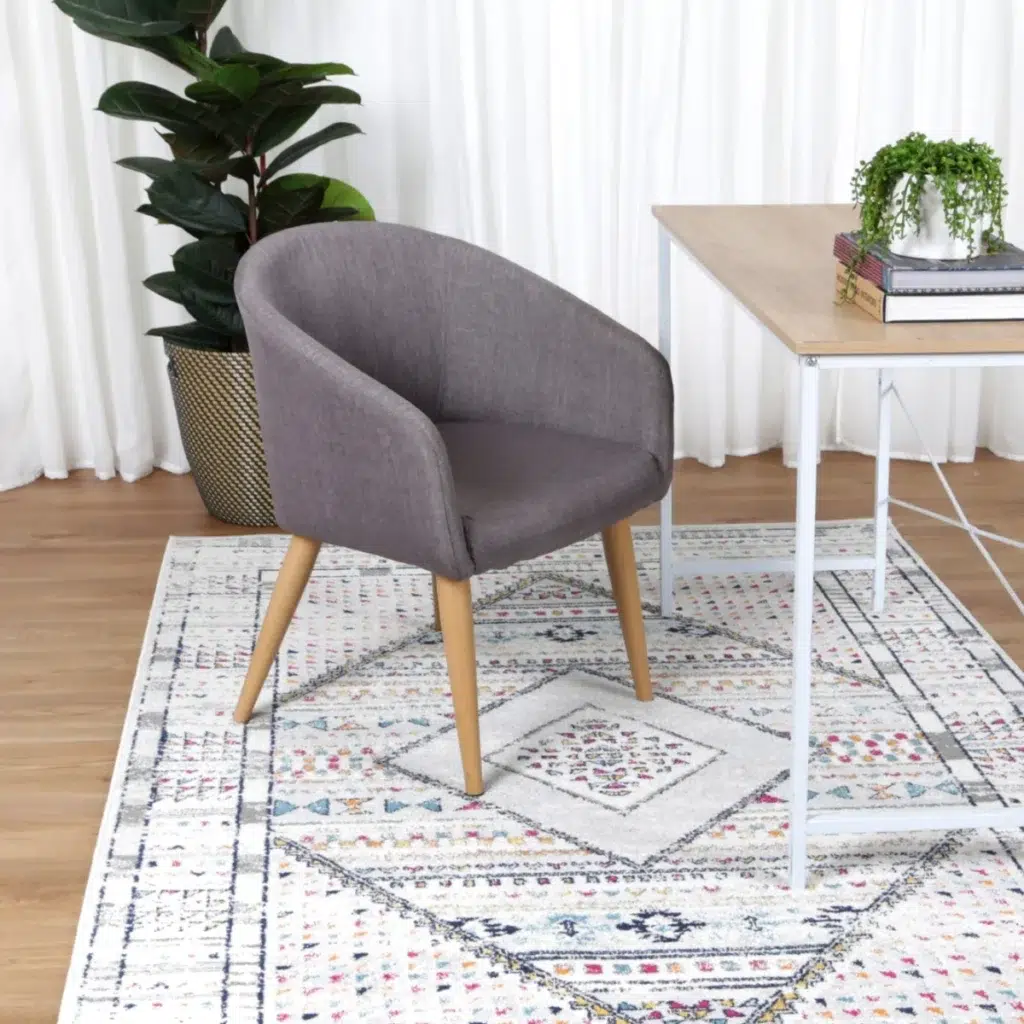 Elegant grey tribal rug inspired by Southern France adds sophistication to any room