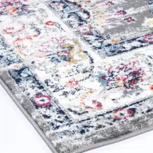 Timeless elegance Provence Monaco grey multi transitional rug inspired by Southern France vibrant colors anti-static fibre durable construction