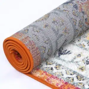 Timeless elegance Provence Cannes Orange Transitional Rug inspired by Southern France designs