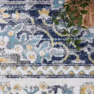 Timeless elegance Provence Frejus Blue Transitional Rug inspired by Southern France fields adds vibrant sophistication to any room