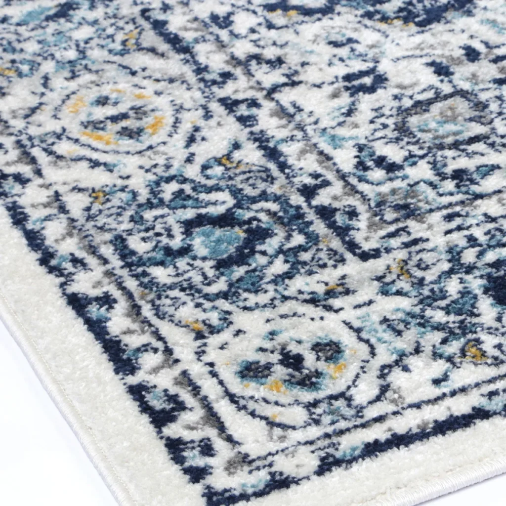 Timeless Provence Gruissan Blue Ivory Transitional Rug adds elegance to any room soft durable design easy maintenance perfect for living room or bedroom