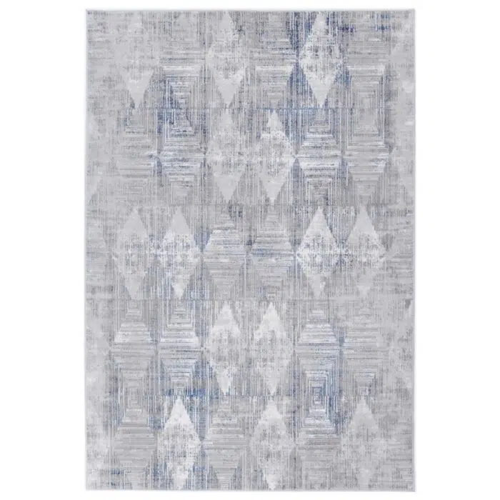 Porto Harlequinn Grey & Blue Geometric Rug