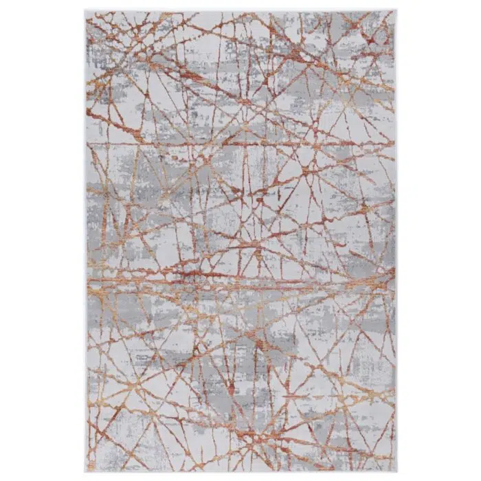 Porto James Grey & Orange Geometric Rug
