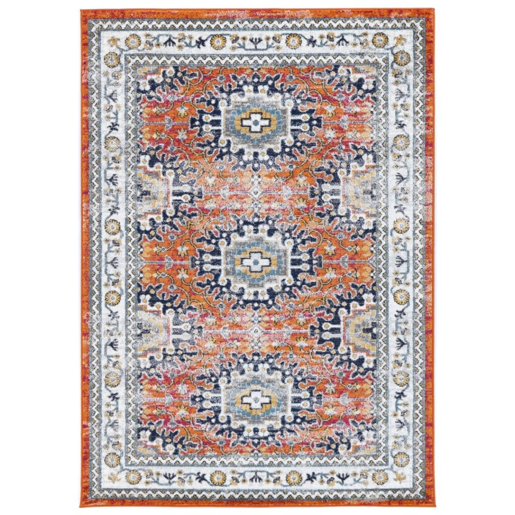 Timeless Provence Cannes Orange Transitional Rug Inspired by Southern France Flower Fields and Hills