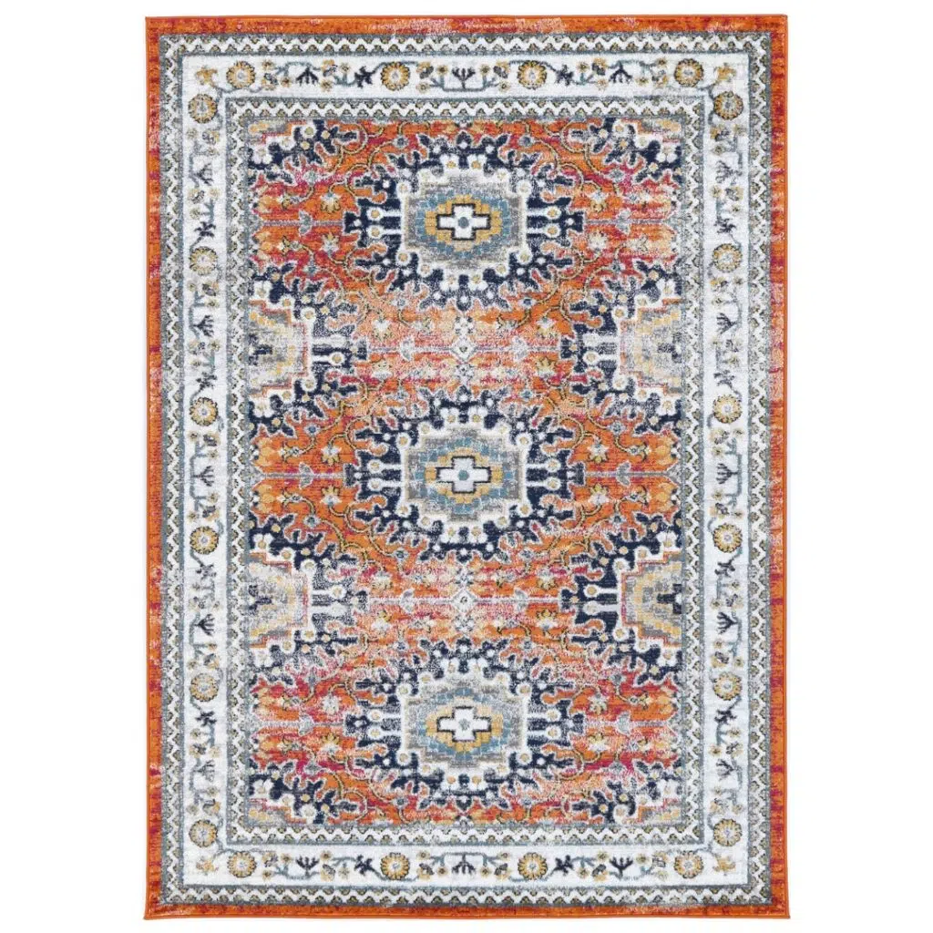 Timeless Provence Cannes Orange Transitional Rug Inspired by Southern France Flower Fields and Hills