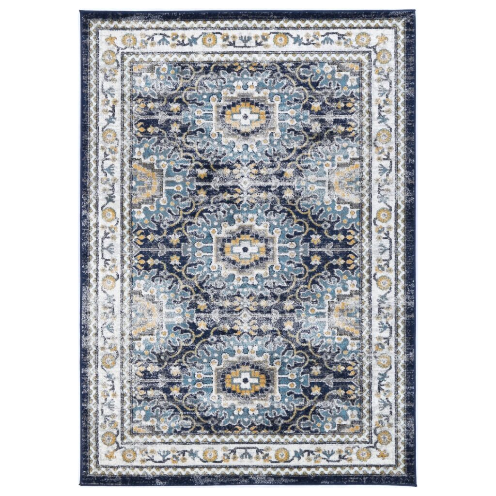 Timeless Provence Frejus Blue Transitional Rug blends vibrant elegance with easy maintenance for any home decor