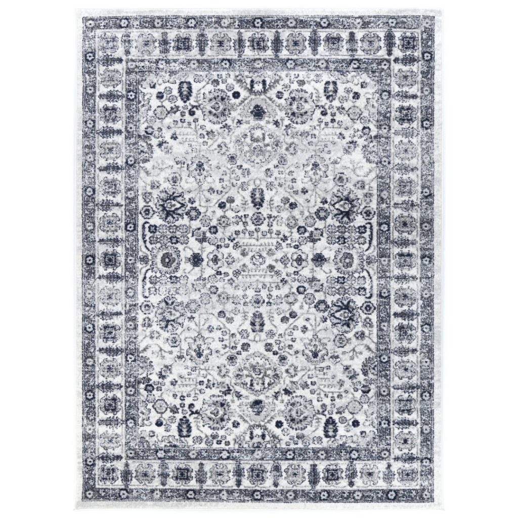 Timeless Provence Marseille Ivory Blue Traditional Rug Inspired by Southern France Lavender Fields Decorative Durable Soft Pile