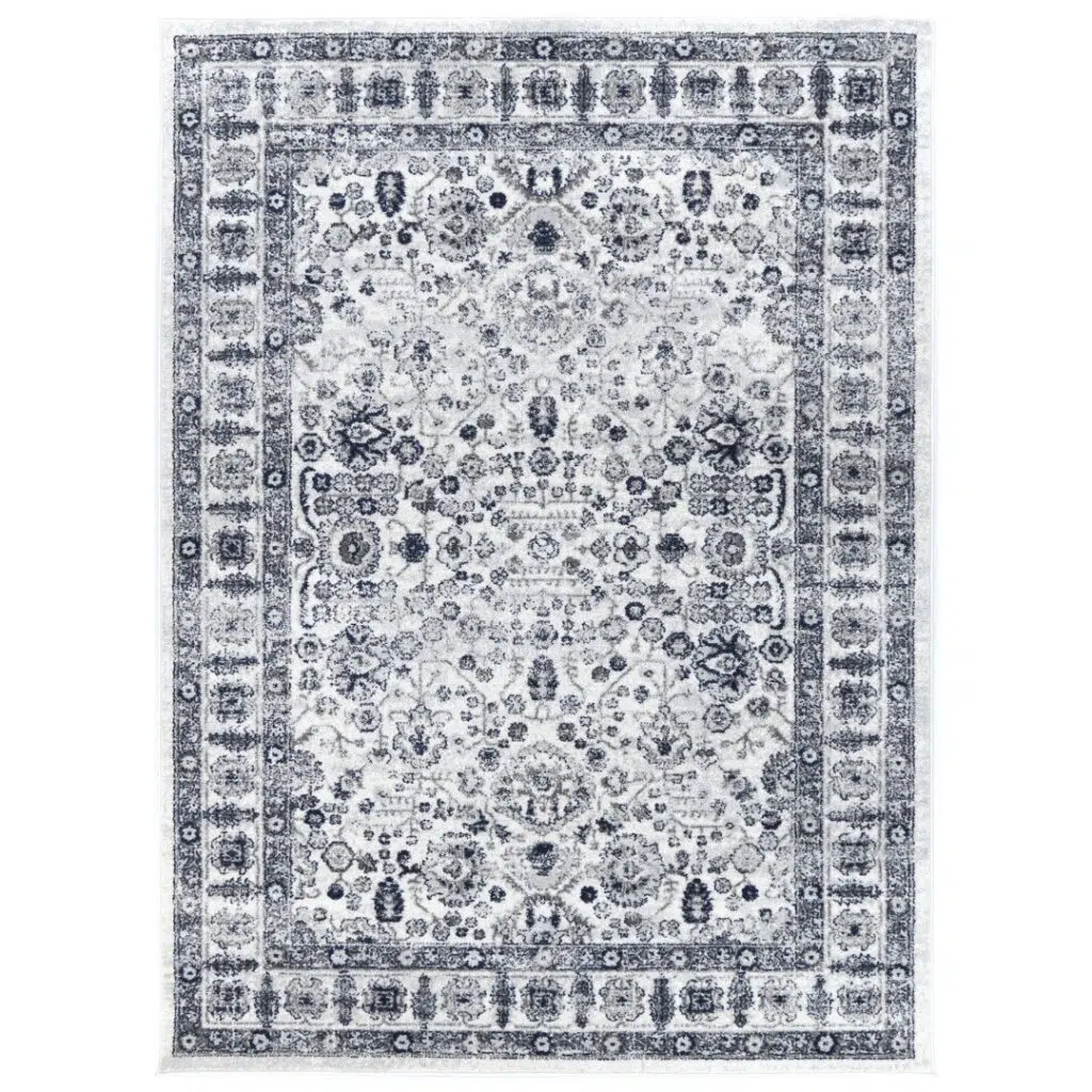 Timeless Provence Marseille Ivory Blue Traditional Rug Inspired by Southern France Lavender Fields Decorative Durable Soft Pile