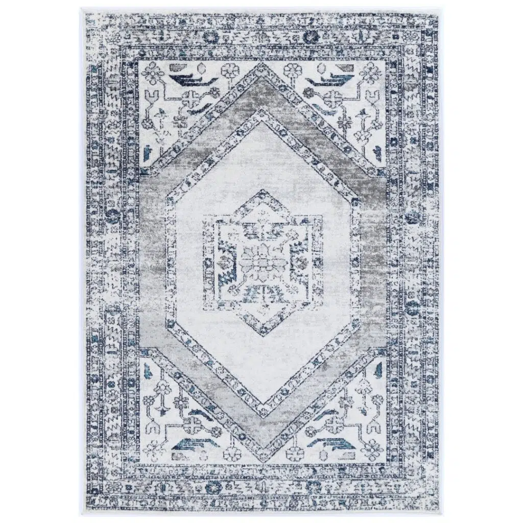 Elegant Provence Meze Grey Traditional Rug inspired by Southern France flower fields rolling hills sophisticated design easy maintenance available in multiple sizes durable high quality craftsmanship